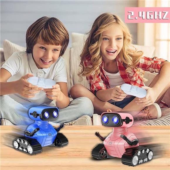 Robot for Kids Toy-Remote Control Robot Toys with Music and LED Eyes(Shiny Pink) - Picture 5 of 6